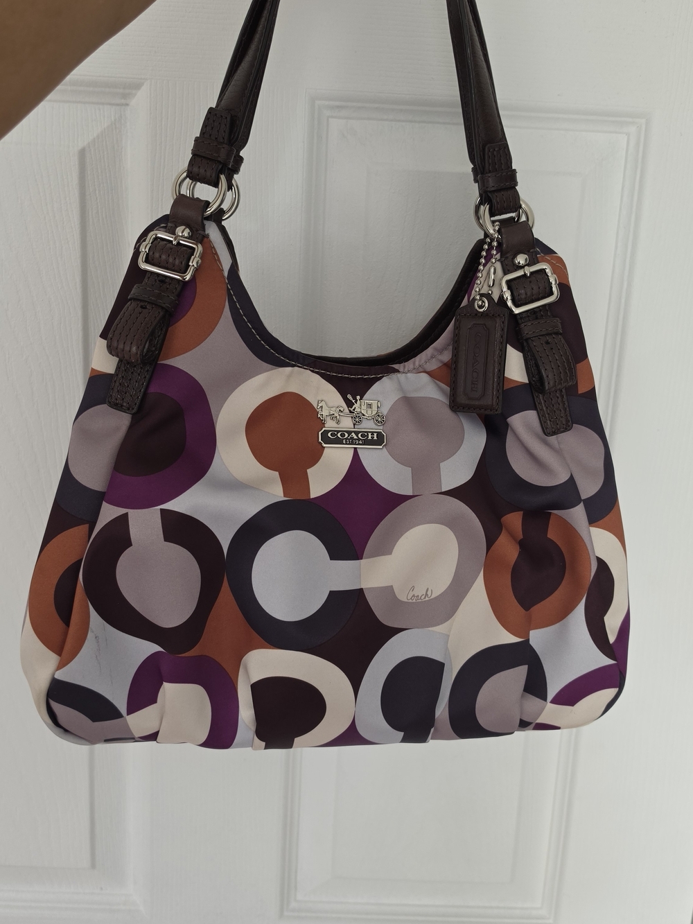 Coach Madison CC Print Shoulder Bag with Dark Leather Trim
